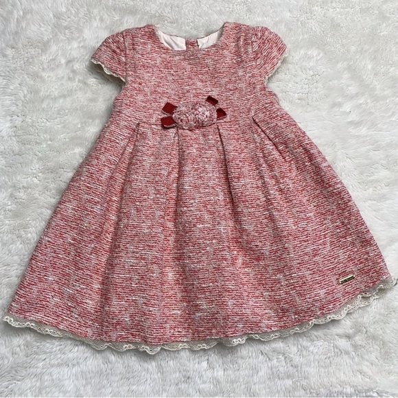 Pili Carrera Baby's Tweed Red Dress Size 18 Months Made in Spain - Picture 1 of 12